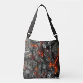 Rood vuur, zwarte steen, fantastische abstracte te crossbody tas (Voorkant)