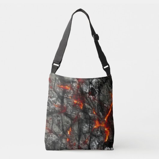 Rood vuur, zwarte steen, fantastische abstracte te crossbody tas (Voorkant)