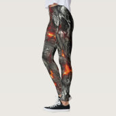 Rood vuur, zwarte steen, fantastische abstracte te leggings (Links)