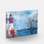 Rood vuurtoren Waterverf Scene Poster Fotoblokken (Links)