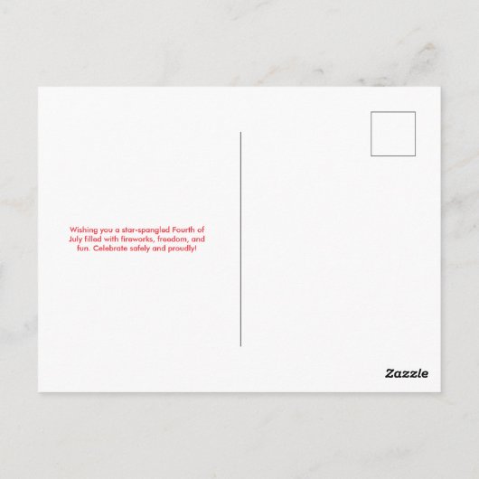 Rood vuurwerk 4 juli briefkaart (Achterkant)