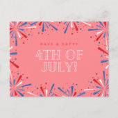 Rood vuurwerk 4 juli briefkaart (Voorkant)