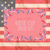 Rood vuurwerk 4 juli briefkaart