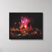 Rood vuurwerk over de Kansas City Plaza lights Canvas Afdruk (Voorkant)