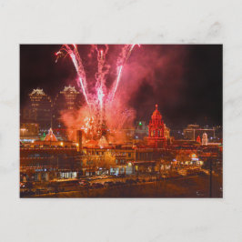 Rood vuurwerk over de Plaza, Kansas City Briefkaart