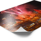 Rood vuurwerk over de Plaza, Kansas City Foto Afdruk (Hoek)