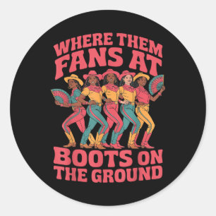 Rood waar ze fans bij laarzen op de grond Cowgirl Ronde Sticker