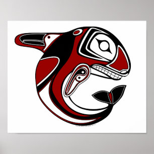 Rood walvistotem Canvas afdrukken Poster
