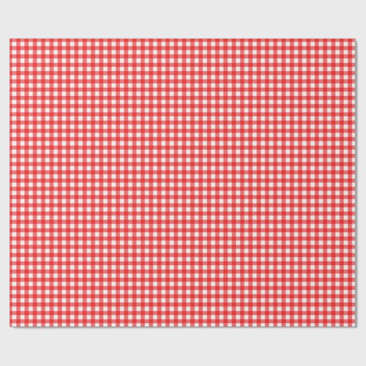 Rood | Wappapier van witte gingham Cadeaupapier (Vlak)