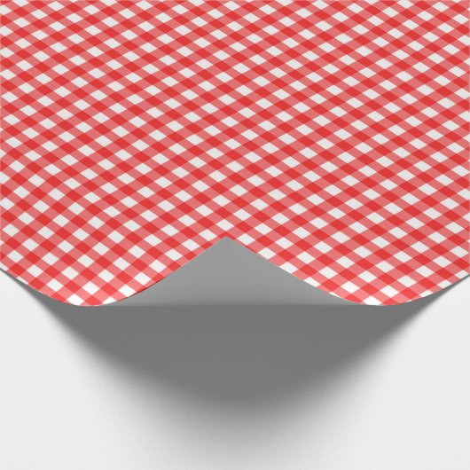 Rood | Wappapier van witte gingham Cadeaupapier (Hoek)