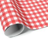 Rood | Wappapier van witte gingham Cadeaupapier (Rol Hoek)