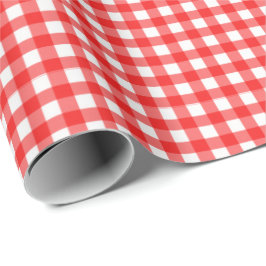 Rood | Wappapier van witte gingham Cadeaupapier
