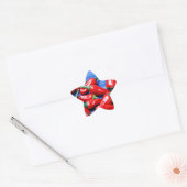 Rood, warm en blauw: chilipepers ster sticker (Envelop)