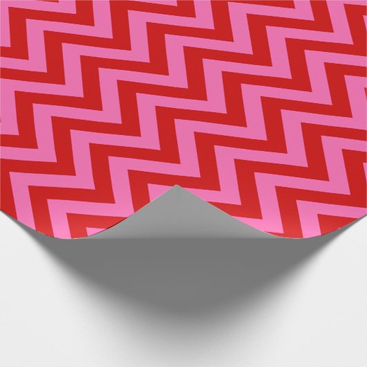 Rood warmroze XL Chevron Zigzag Wrapping Paper Cadeaupapier (Hoek)