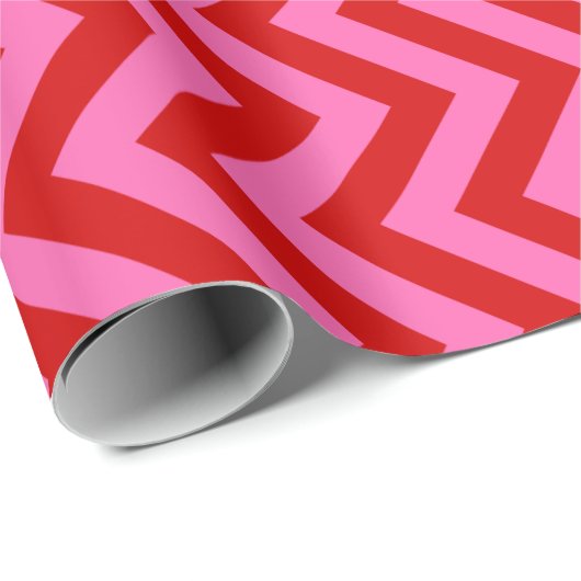 Rood warmroze XL Chevron Zigzag Wrapping Paper Cadeaupapier (Rol Hoek)