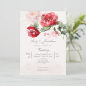 Rood water gekleurde bloem Wedding Kaart (Staand voorkant)