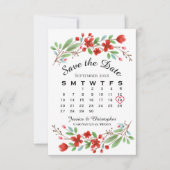 Rood Waterverf Blossom Weddenschap Agenda Save The Date (Voorkant)