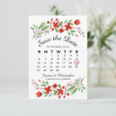 Rood Waterverf Blossom Weddenschap Agenda Save The Date (Staand voorkant)