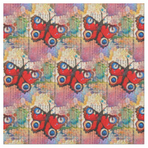 Rood Waterverf Butterflies Patroon Cute Stof