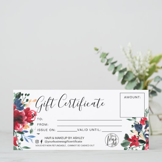 Rood waterverf cadeaubon logo (Staand voorkant)