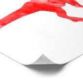 Rood Waterverf Dino T-Rex Baby Boy Neursery Print (Hoek)