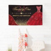 Rood Waterverf Dress & Red wave Edge 21st Birthday Spandoek (Insitu)