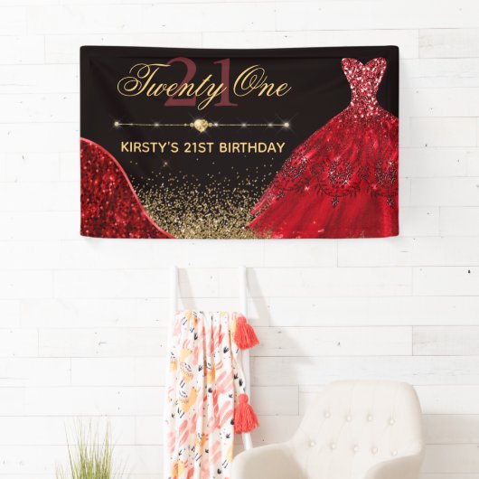 Rood Waterverf Dress & Red wave Edge 21st Birthday Spandoek (Insitu)