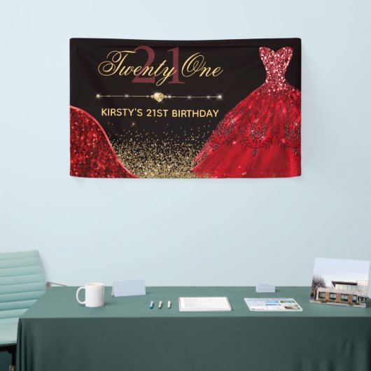 Rood Waterverf Dress & Red wave Edge 21st Birthday Spandoek (Beurs)
