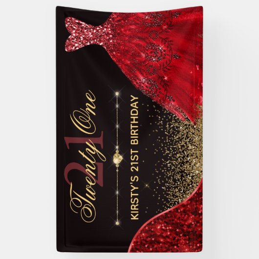 Rood Waterverf Dress & Red wave Edge 21st Birthday Spandoek (Verticaal)