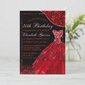 Rood Waterverf Dress & Red wave Edge Birthday Kaart (Staand voorkant)