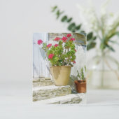 Rood waterverf geranium briefkaart (Staand voorkant)