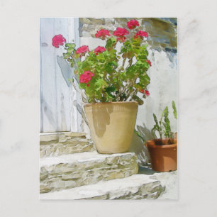 Rood waterverf geranium briefkaart