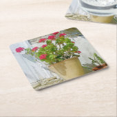 Rood waterverf geranium kartonnen onderzetters (Schuin)