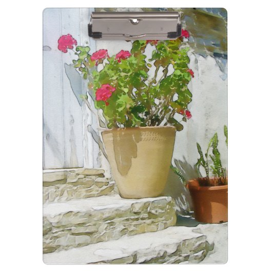 Rood waterverf geranium klembord (Voorkant)
