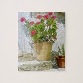 Rood waterverf geranium legpuzzel (Verticaal)