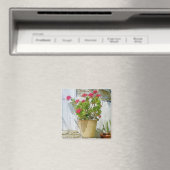Rood waterverf geranium magneet (Insitu (Vaatwasser))