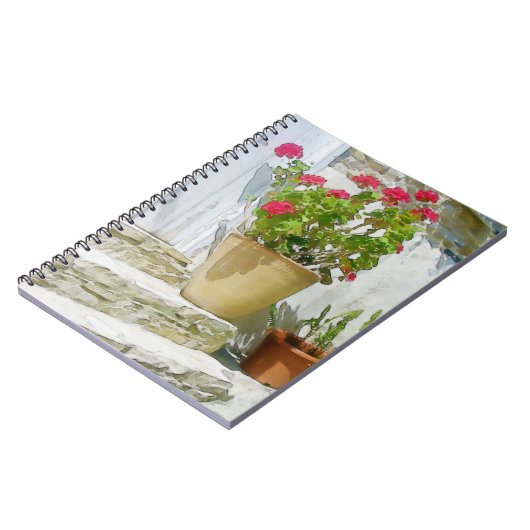 Rood waterverf geranium notitieboek (Linkerzijde)