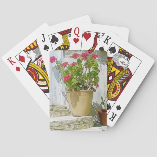 Rood waterverf geranium pokerkaarten (Achterkant)
