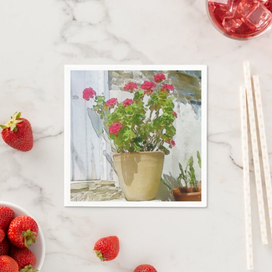 Rood waterverf geranium servetten (Insitu)