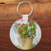 Rood waterverf geranium sleutelhanger (Voorkant)