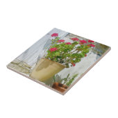 Rood waterverf geranium tegeltje (Zijkant)