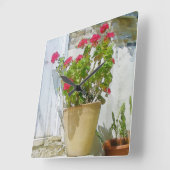 Rood waterverf geranium vierkante klok (Hoek)