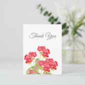 Rood Waterverf Geraniums 2 Bedankkaart (Staand voorkant)