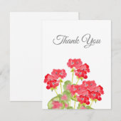 Rood Waterverf Geraniums 2 Bedankkaart (Voorkant / Achterkant)