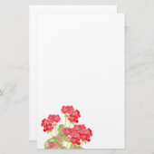 Rood Waterverf Geraniums 2 Briefpapier (Voorkant / Achterkant)