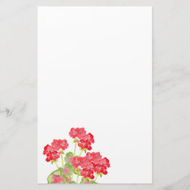 Rood Waterverf Geraniums 2 Briefpapier