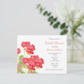 Rood Waterverf Geraniums 2 Kaart (Staand voorkant)