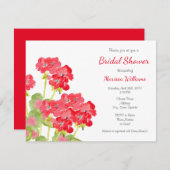 Rood Waterverf Geraniums 2 Kaart (Voorkant / Achterkant)