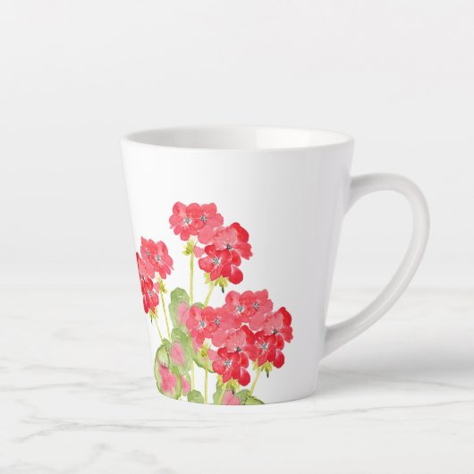 Rood Waterverf Geraniums 2 Latte Mok (Rechts)