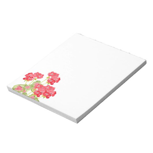 Rood Waterverf Geraniums 2 Notitieblok (Linkerzijde)